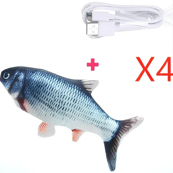 Electric flopping fish cat toy in clownfish design, 30cm long, USB rechargeable with touch sensor for play activation