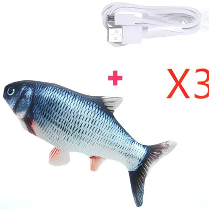 Electric flopping fish cat toy in clownfish design, 30cm long, USB rechargeable with touch sensor for play activation