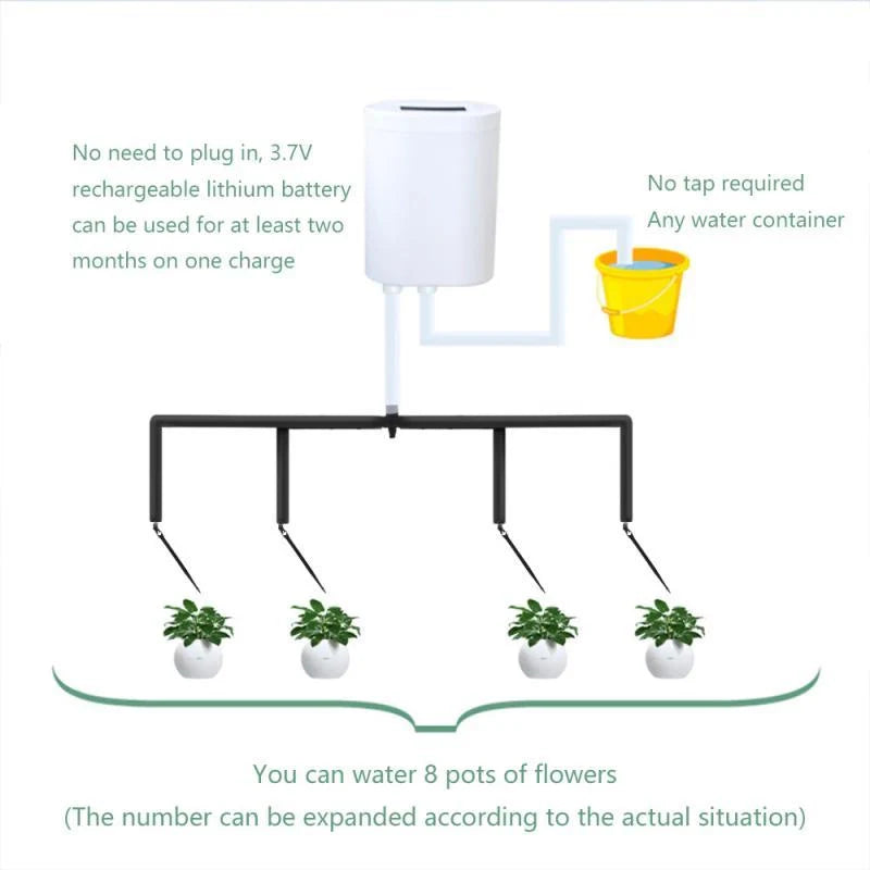 Intelligent automatic watering machine for indoor plants with rechargeable battery