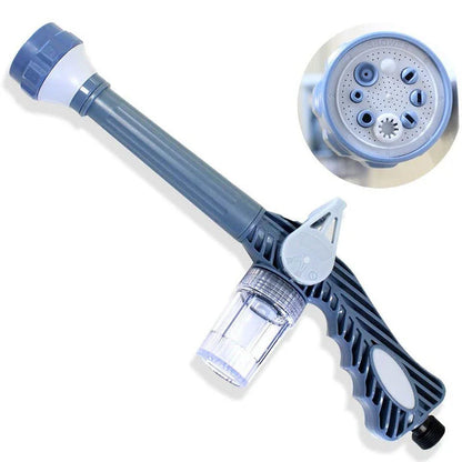 8 in 1 EZ Jet Water Cannon Dispenser Spray Gun in blue with adjustable spray patterns