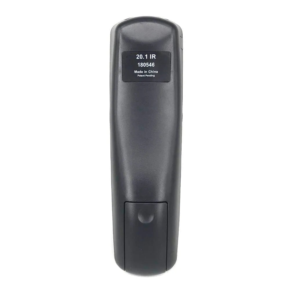 Black flat DISH Network universal remote control for satellite receiver and DVD player.