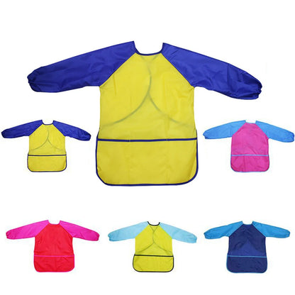 Waterproof children's painting apron with long sleeves in various colours
