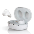 Yellow plastic hearing aid earpiece with ear tip, on-ear charging type, for sound amplification