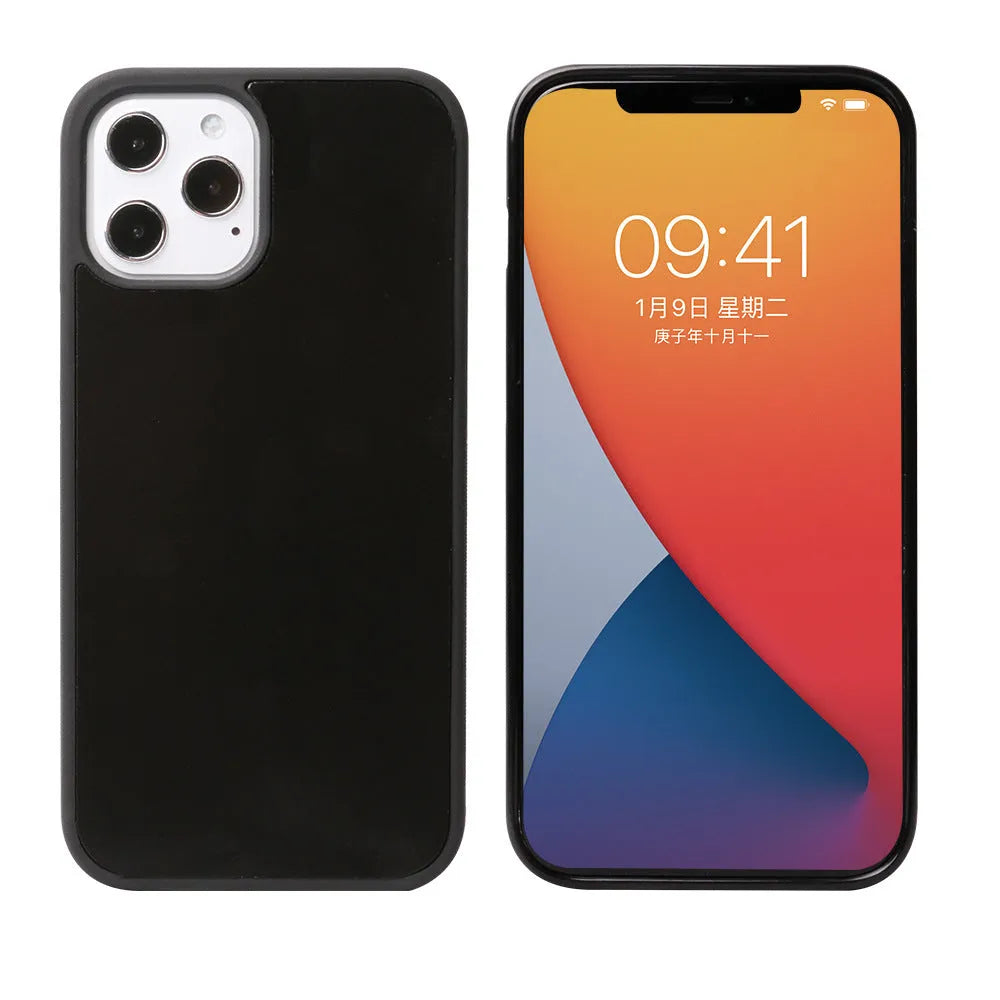 Black TPU anti-gravity phone case for iPhone 12 Pro Max with solid colour back cover