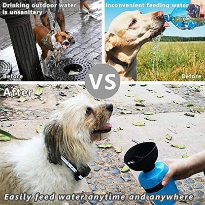 Foldable pet water bottle with integrated bowl for convenient on-the-go hydration