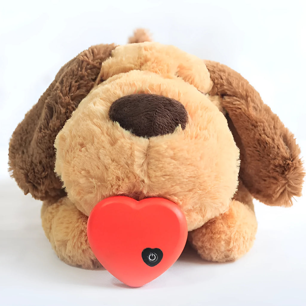 Interactive heartbeat plush toy dog for calming anxiety, 20x35x18cm, ordinary style