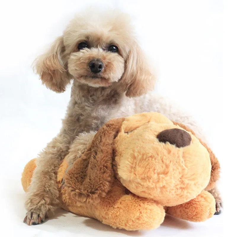 Interactive heartbeat plush toy dog for calming anxiety, 20x35x18cm, ordinary style