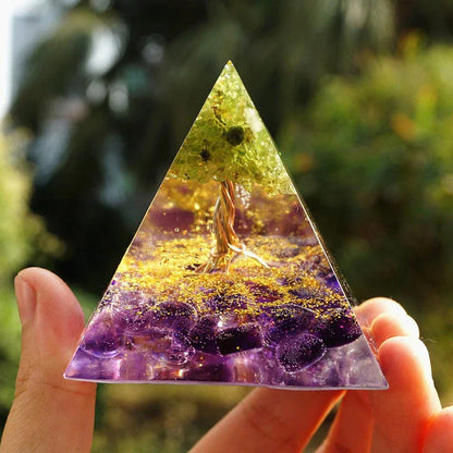 Handcrafted Orgonite Pyramid with Healing Crystals for Positive Energy, EMF Protection, and Spiritual Wellness