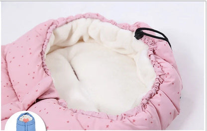 Winter windproof baby sleeping bag in velvet fabric, size 100x100cm