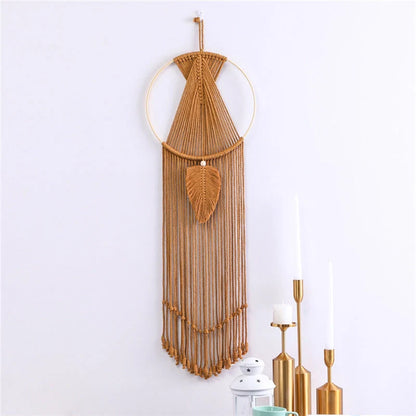 Hand-woven cotton leaf macrame wall hanging tapestry in various colours
