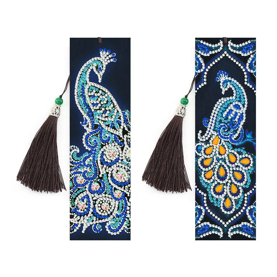 5D diamond painting DIY bookmark with pendant on 6x21cm PU leather with multiple colour options