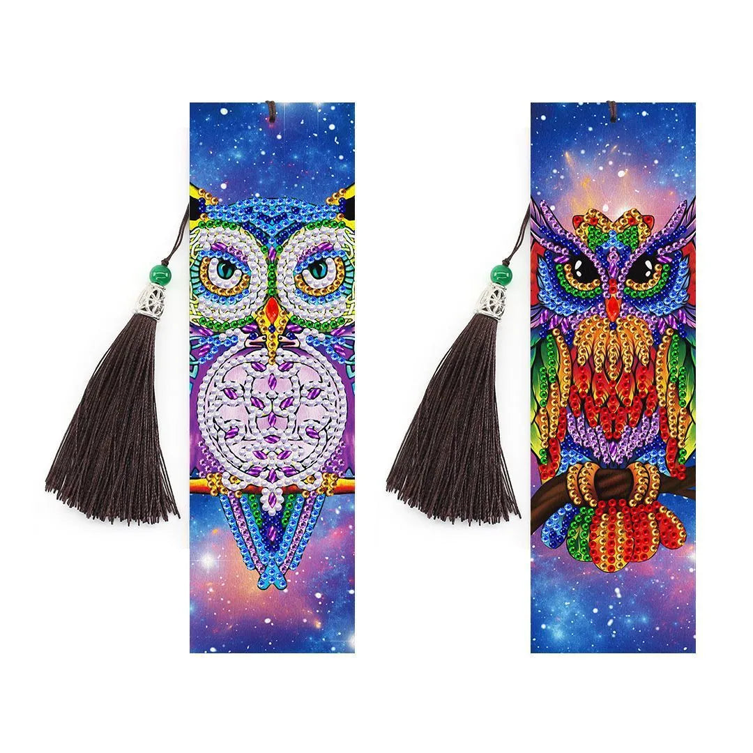 5D diamond painting DIY bookmark with pendant on 6x21cm PU leather with multiple colour options
