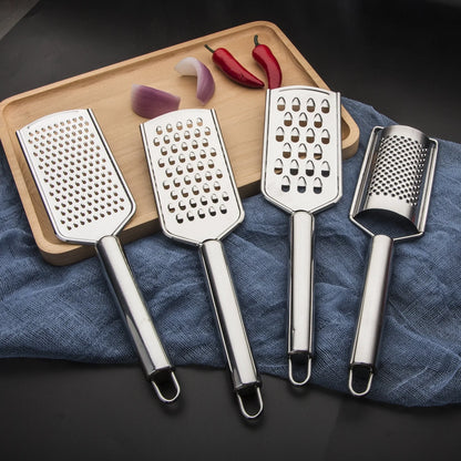Stainless steel multi-functional kitchen grater set with four grating options