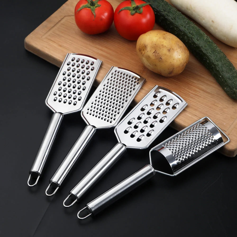 Stainless steel multi-functional kitchen grater set with four grating options
