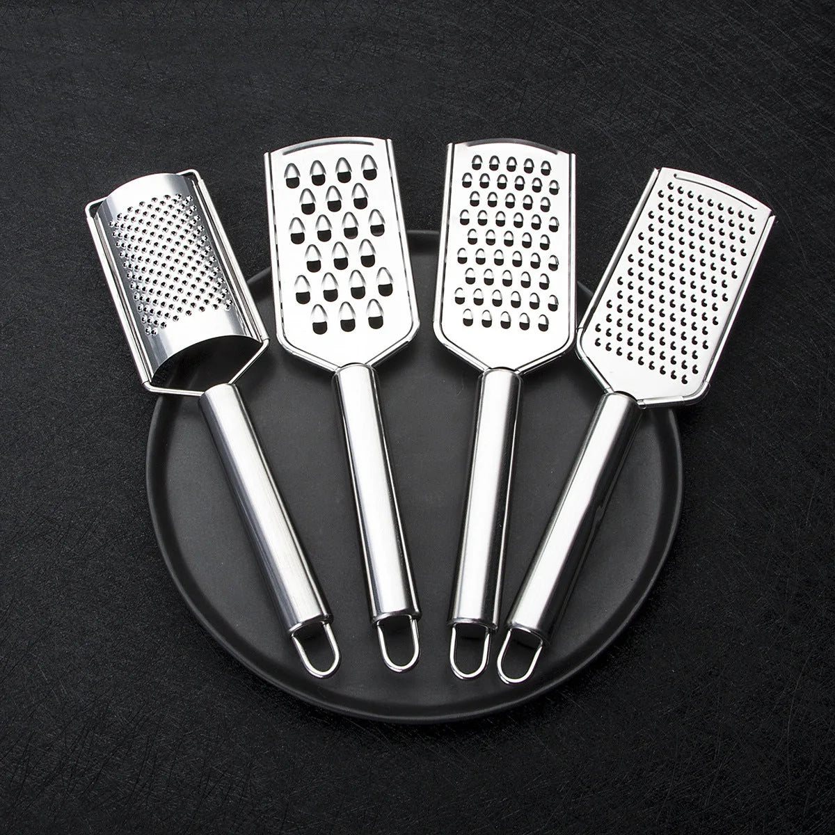 Stainless steel multi-functional kitchen grater set with four grating options