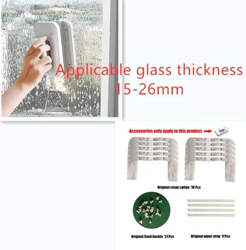 Magnetic Double-sided Wipe for cleaning high windows safely from inside