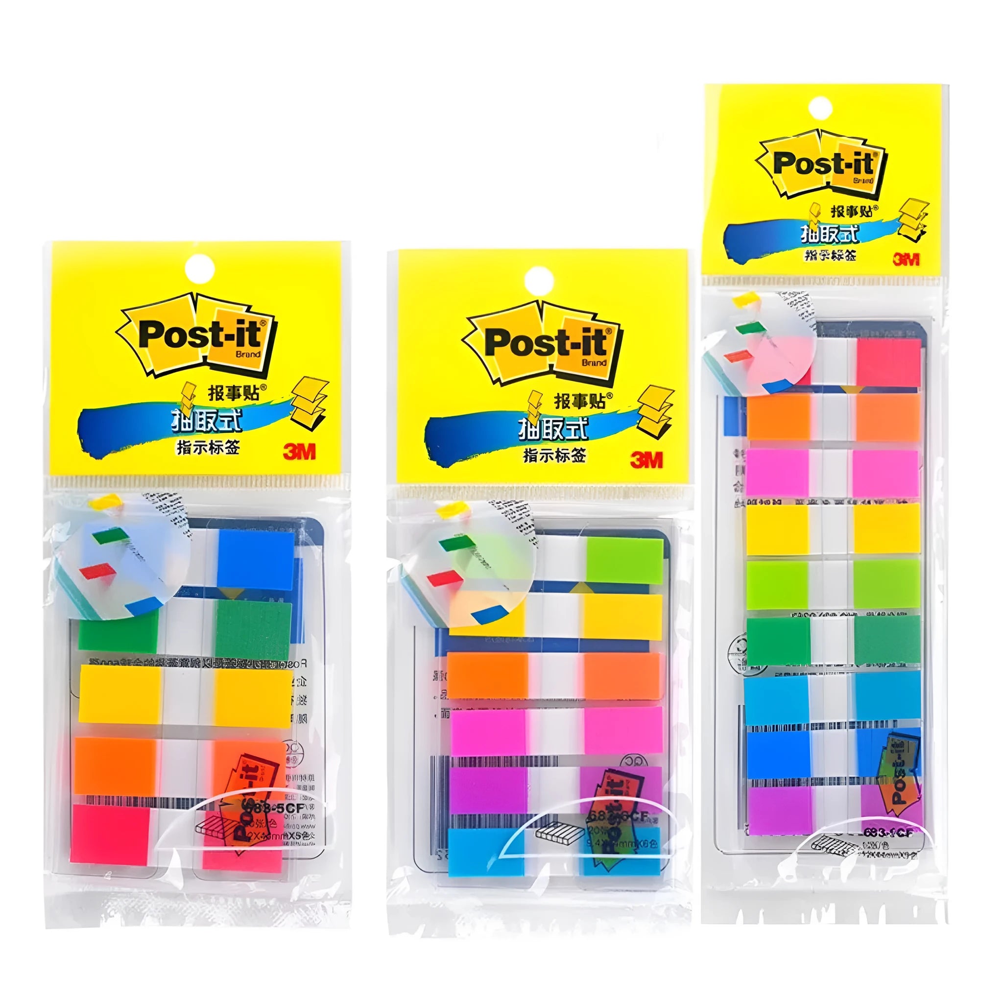 Plastic removable indicator labels in mixed colours showing 5cf, 6cf, and 9cf size options