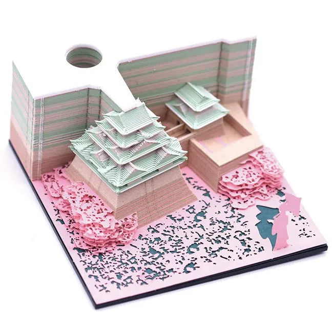 Spirited Away Hayao Miyazaki 3D paper architectural model of Tianshou Tower in specialty paper.