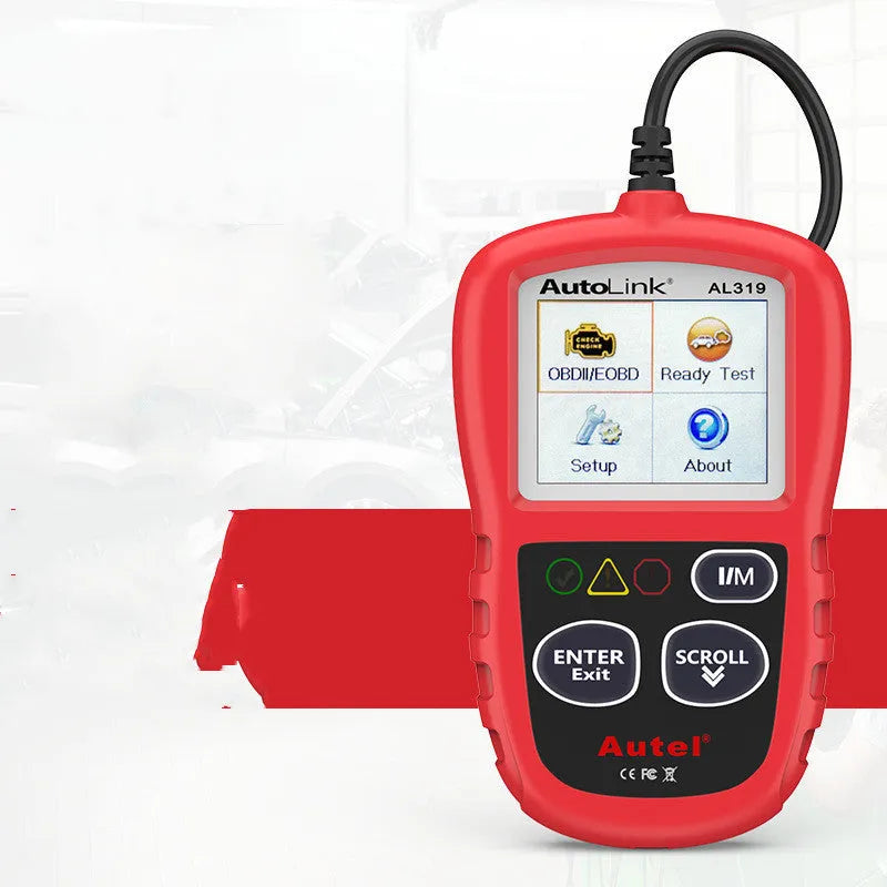 AUTEL AL319 red OBD2 scanner car diagnostic tool on white background
