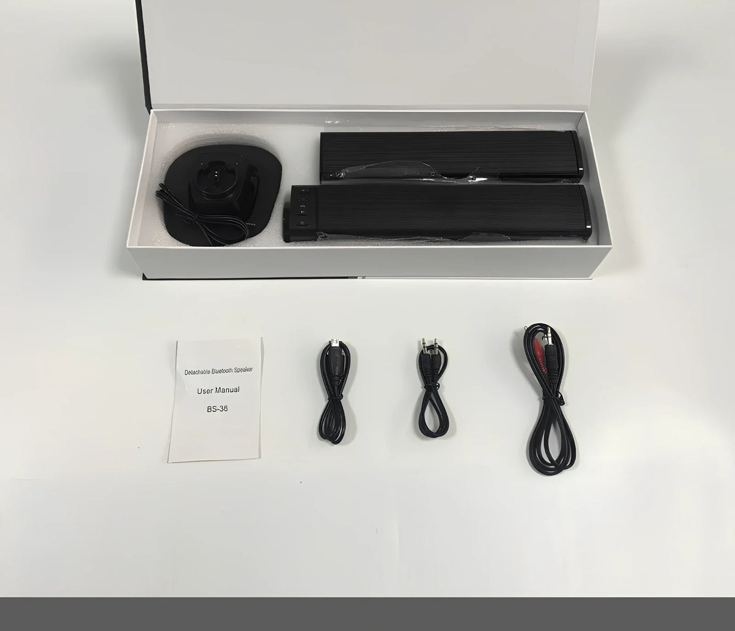 Black Card Combo Bluetooth TV speaker bar, 490x50x50mm, 1.2kg with remote and cables