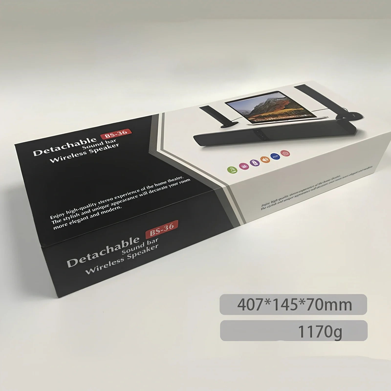 Black Card Combo Bluetooth TV speaker bar, 490x50x50mm, 1.2kg with remote and cables