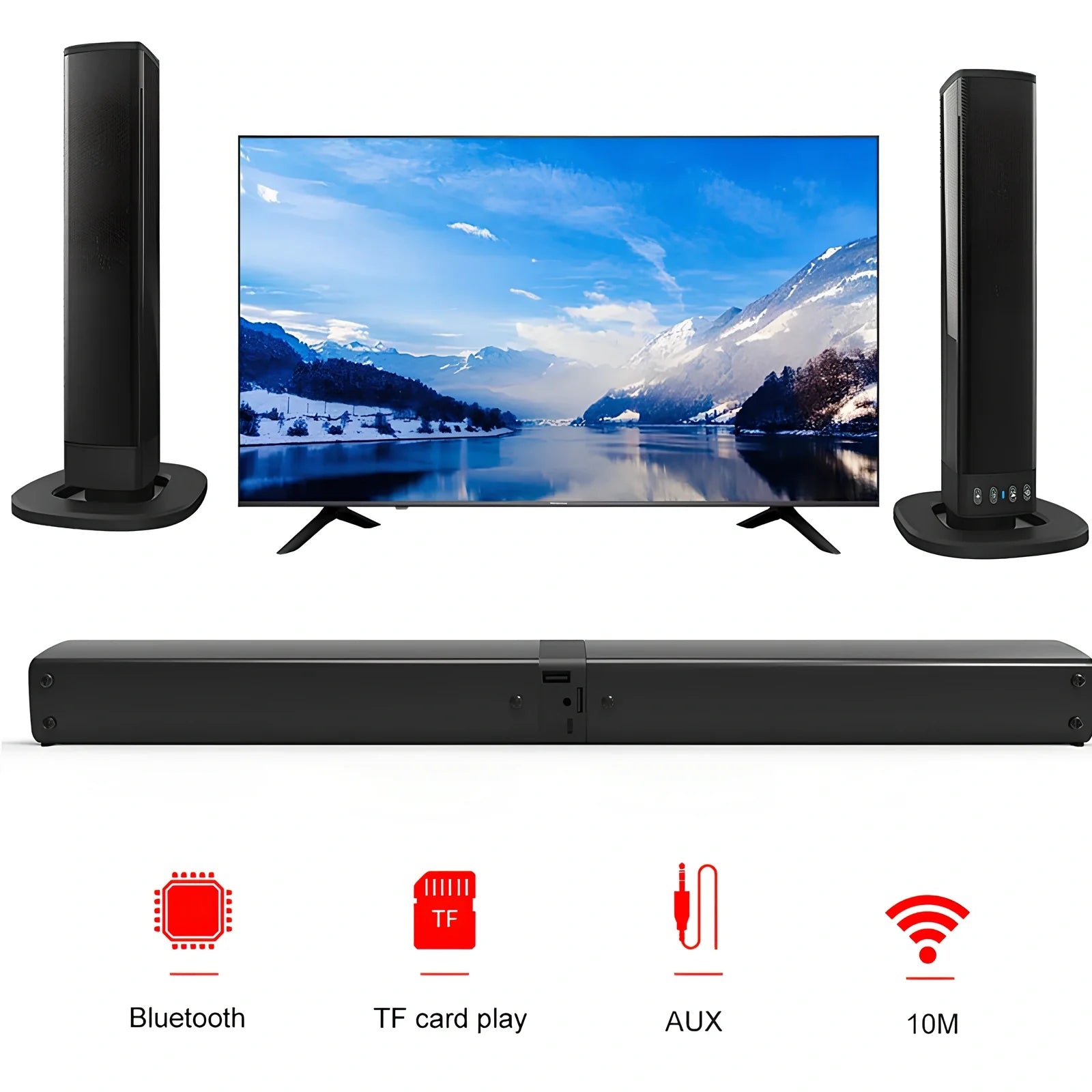 Black Card Combo Bluetooth TV speaker bar, 490x50x50mm, 1.2kg with remote and cables