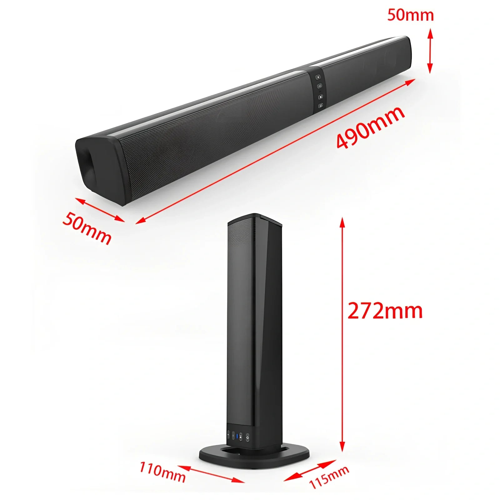 Black Card Combo Bluetooth TV speaker bar, 490x50x50mm, 1.2kg with remote and cables