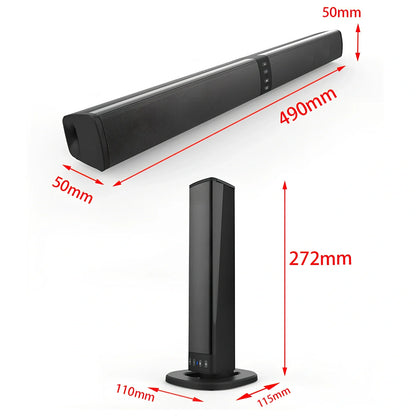 Black Card Combo Bluetooth TV speaker bar, 490x50x50mm, 1.2kg with remote and cables