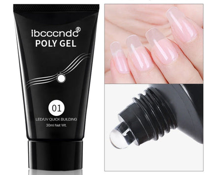 100-piece crystal transparent false nail set with solid-state extension glue and multiple sizing options