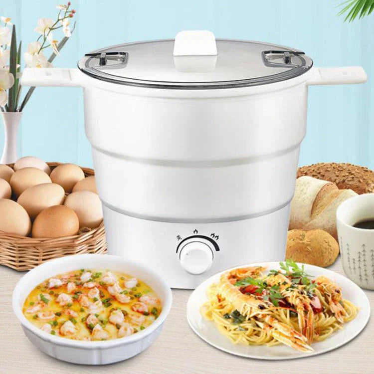 Compact mini noodle cooker with stainless steel body for dormitory and travel use