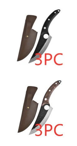 Hand-forged boning knife with walnut handle for precise meat cutting