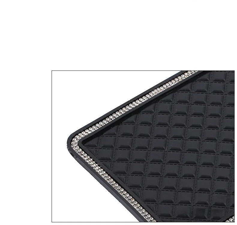 Lingge car anti-slip mat with diamond pattern on a dashboard, 18x14cm PVC mat for all car models
