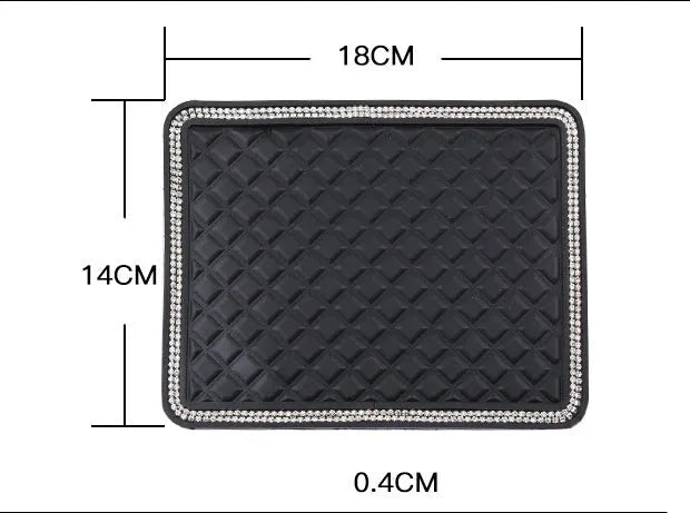 Lingge car anti-slip mat with diamond pattern on a dashboard, 18x14cm PVC mat for all car models