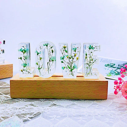 Eternal Flower USB LED Night Light with dried rose decoration and wooden shade