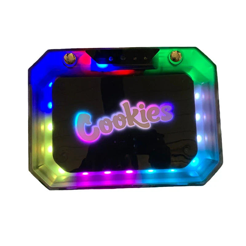 Stylish LED Cigarette Storage Tray with Color-Changing Lights: Durable acrylic construction, mesmerizing LED lighting, and convenient storage for rolling supplies.