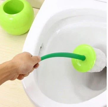 Long handle soft hair toilet brush in bright candy colours with anti-slip grip