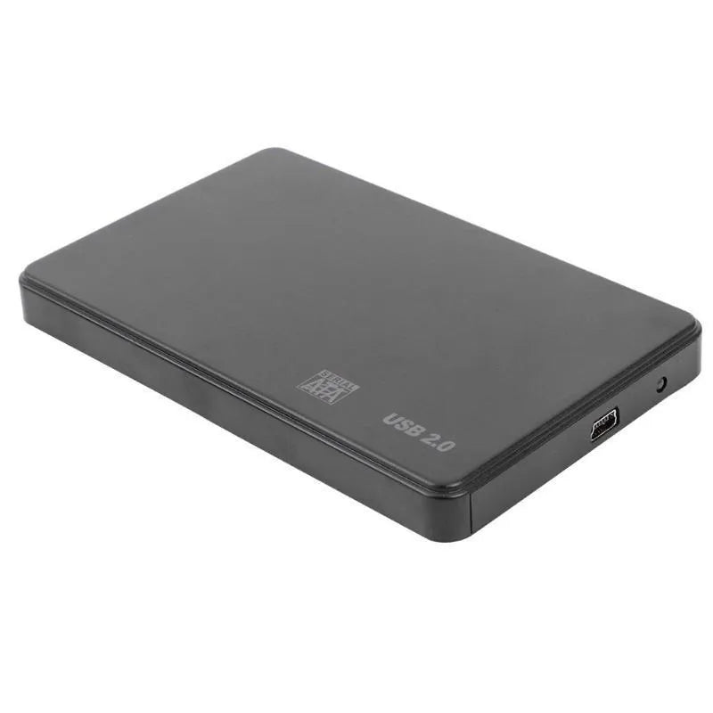 Black ABS SATA hard disk enclosure with USB 2.0/3.0 interface, 120x73mm