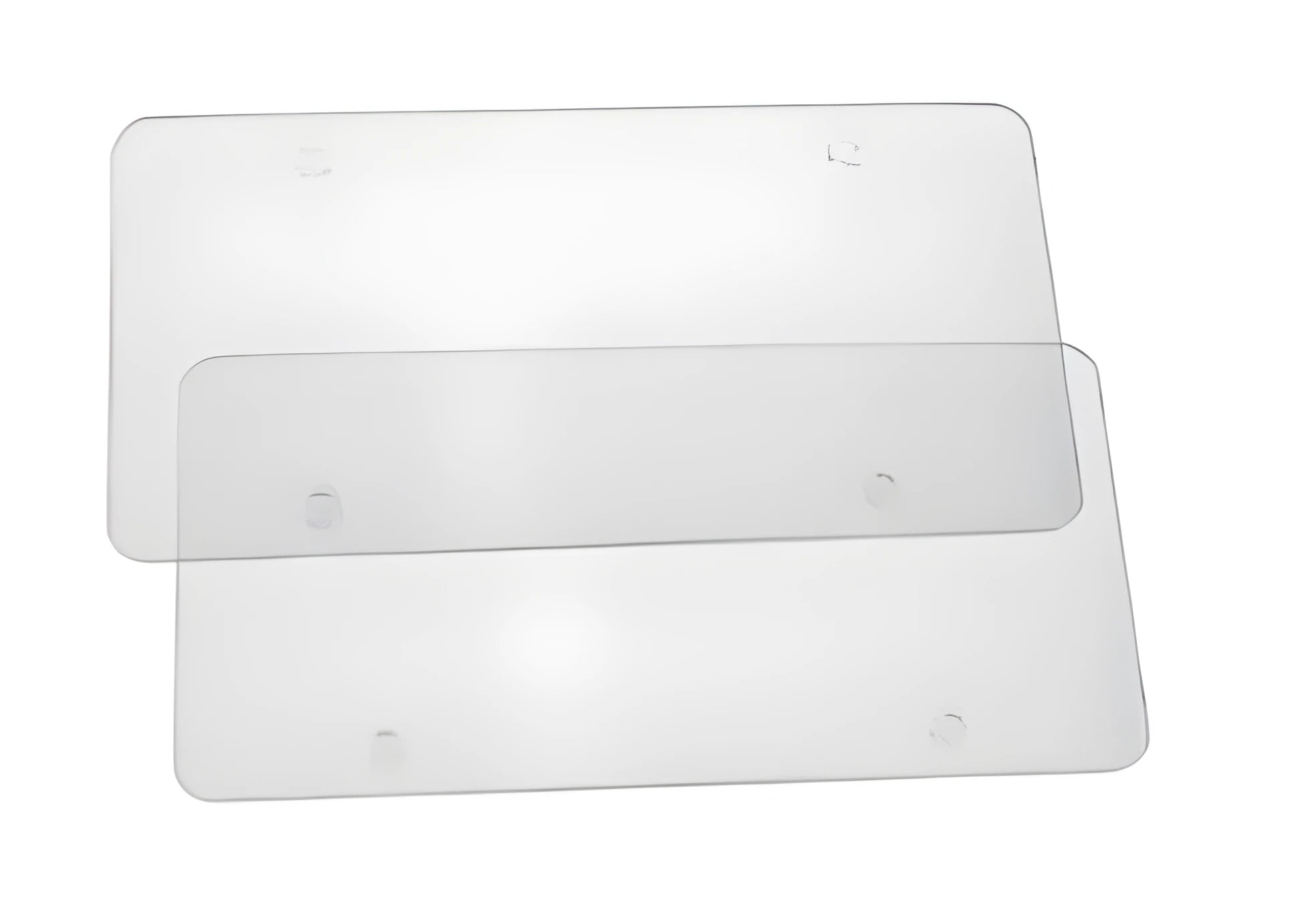 Transparent white heavy-duty acrylic car license plate frame set of two, 154mm x 307mm size