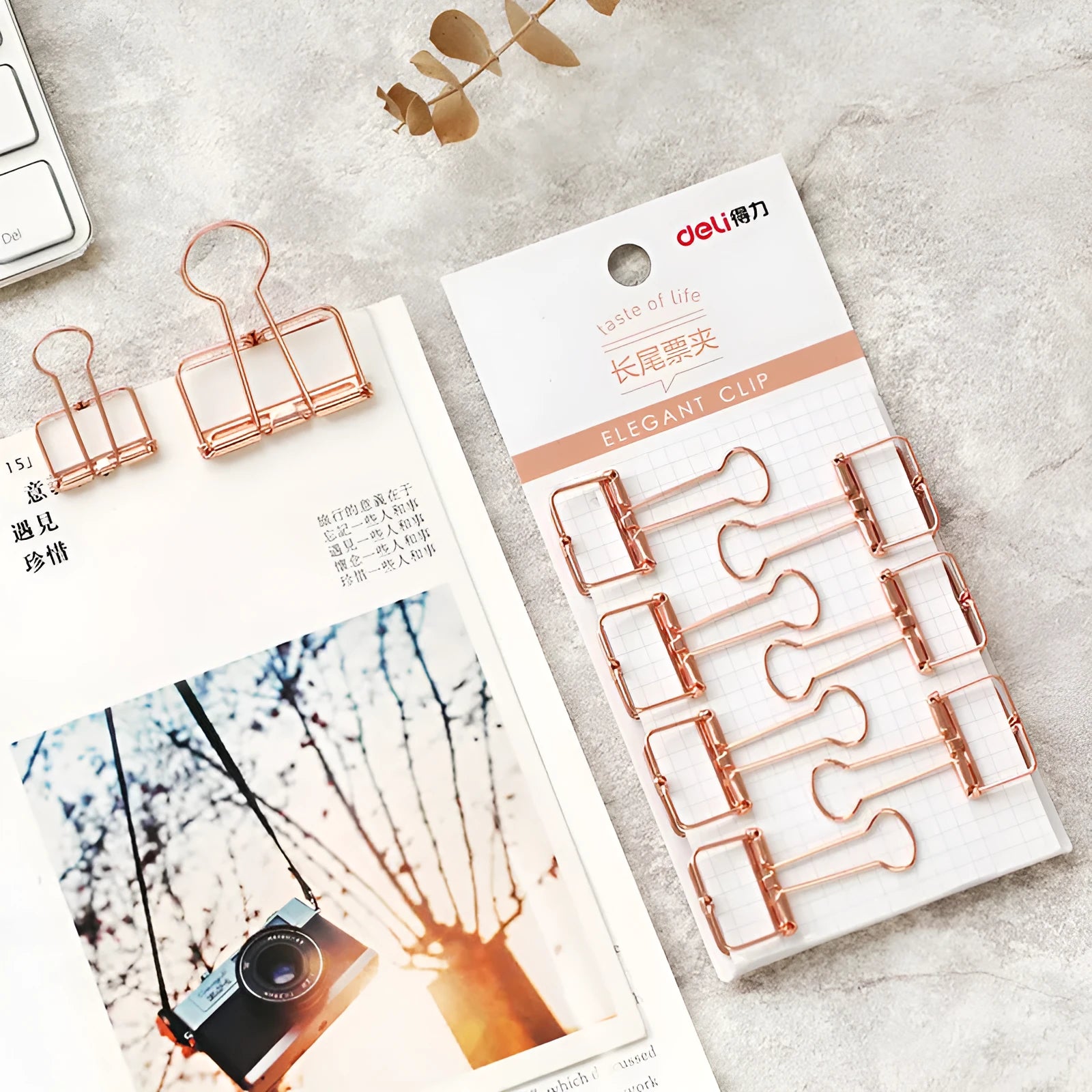 Rose gold metal binder set showing small and large sizes for ticket and test paper organisation
