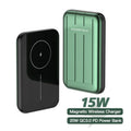 Blue magnetic wireless power bank with 5000mAh capacity for iPhone 12.