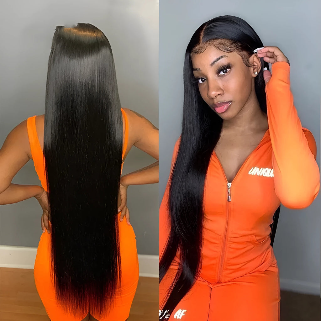 Black long straight hair chemical fibre wig, natural style, high temperature wire construction, suitable for any face shape
