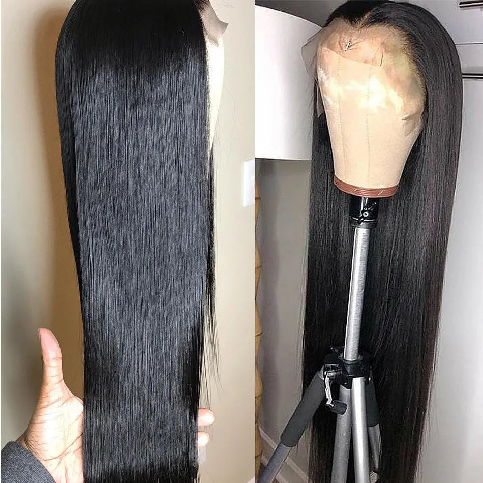 Black long straight hair chemical fibre wig, natural style, high temperature wire construction, suitable for any face shape