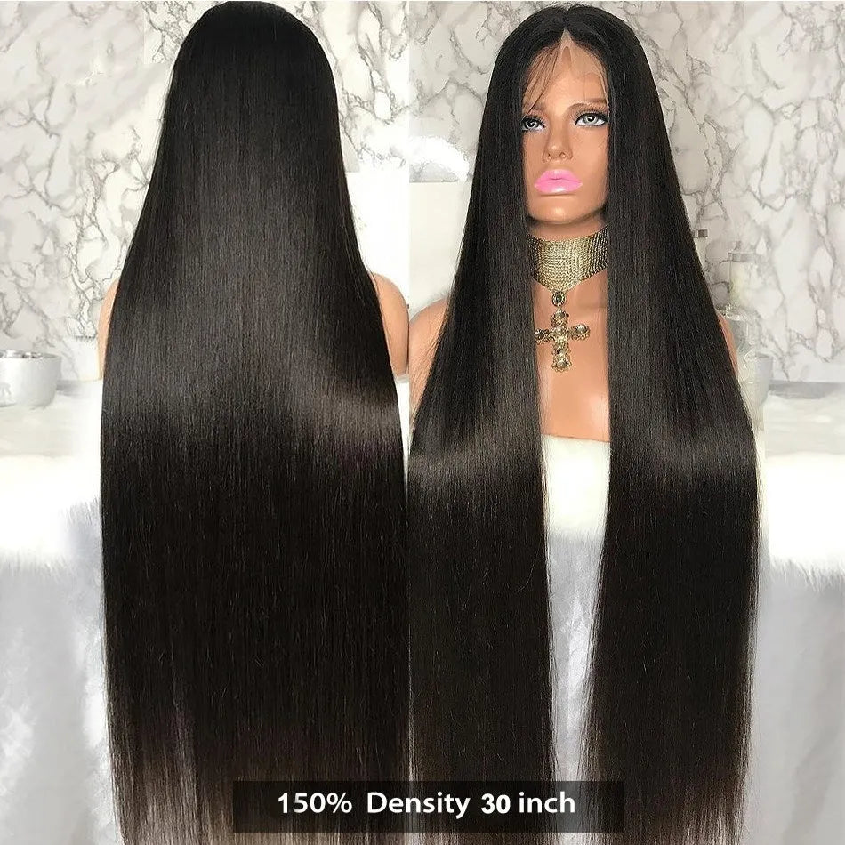 Black long straight hair chemical fibre wig, natural style, high temperature wire construction, suitable for any face shape