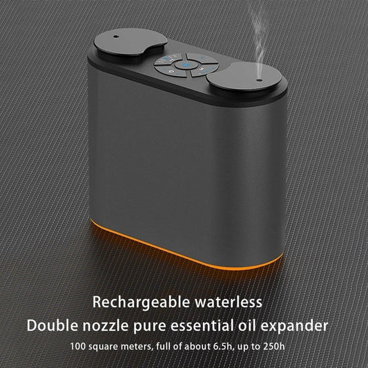 Rechargeable Double Sprinkler Essential Oil Expander in gun color, compact and efficient for large rooms
