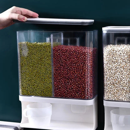 Wall-mounted transparent storage tank for grains, BPA-free and pest-proof