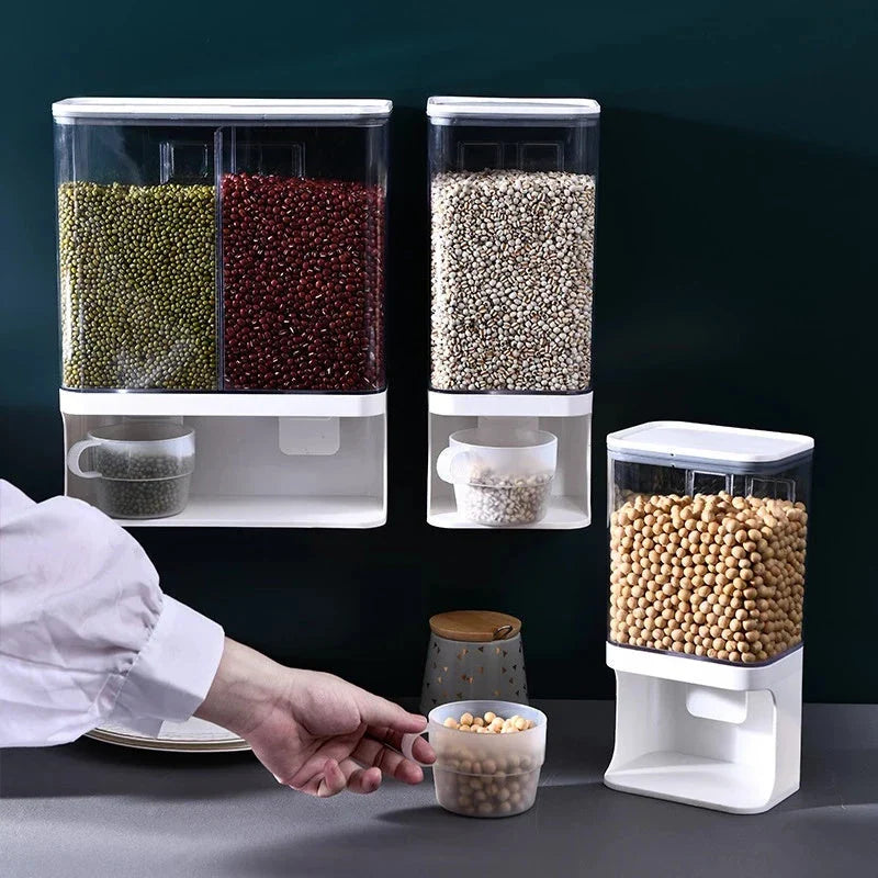 Wall-mounted transparent storage tank for grains, BPA-free and pest-proof