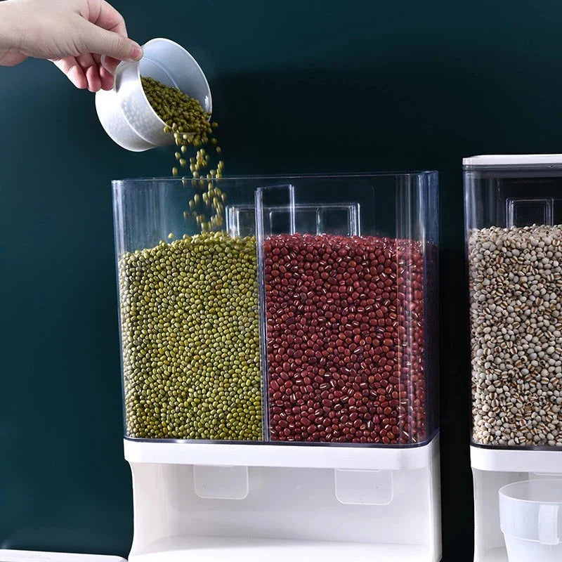 Wall-mounted, moisture-proof and insect-resistant transparent storage tank for organizing and protecting pantry items