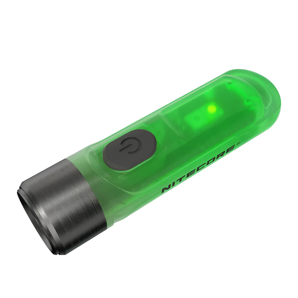 Green Nitecore TIKI USB rechargeable keychain emergency light with multiple LEDs