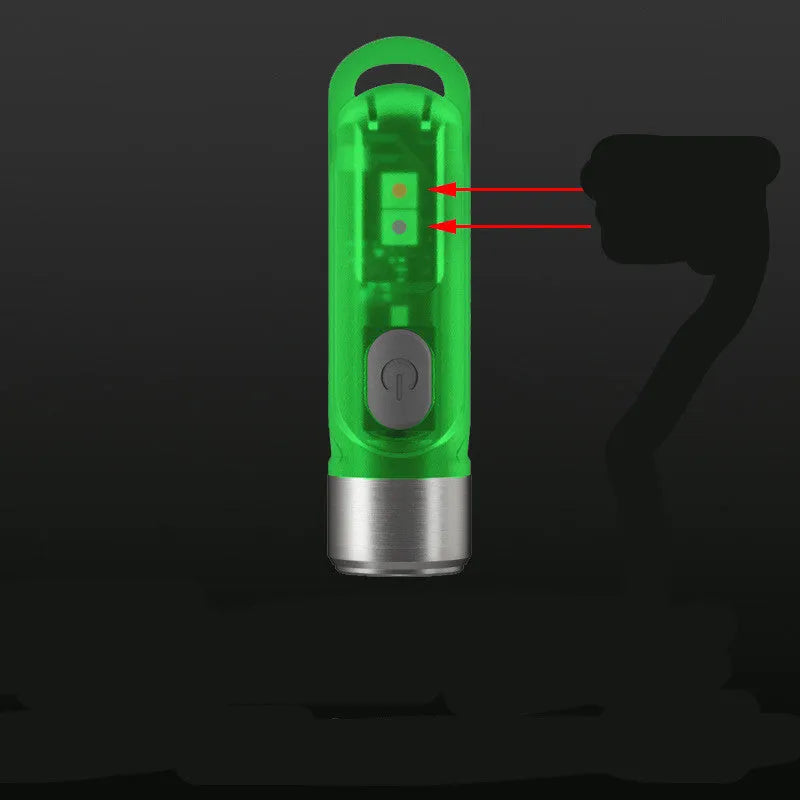 Green Nitecore TIKI USB rechargeable keychain emergency light with multiple LEDs