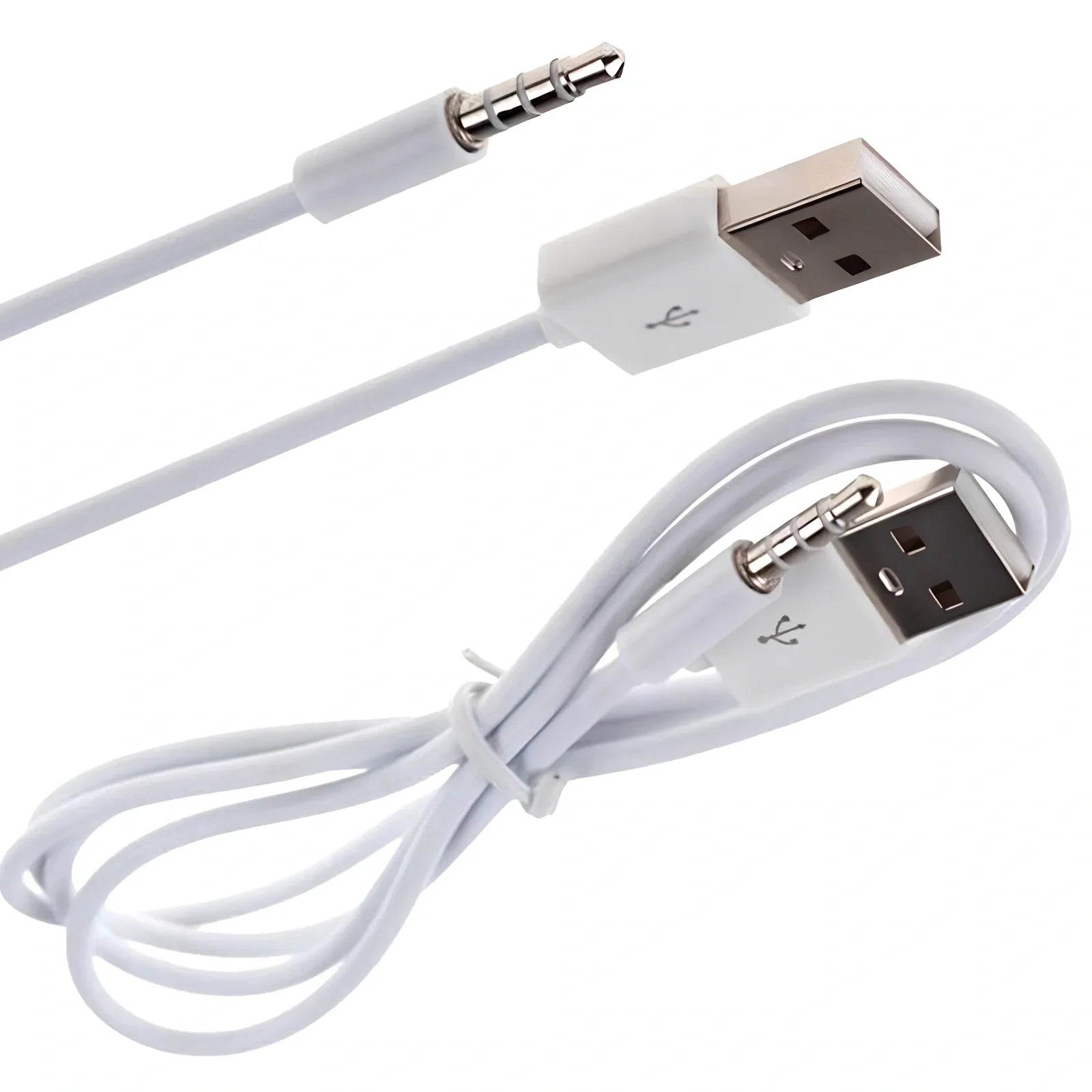 White 18cm car AUX to USB 2.0 female converter cable for MP3 U-disk playback, 3.5mm jack